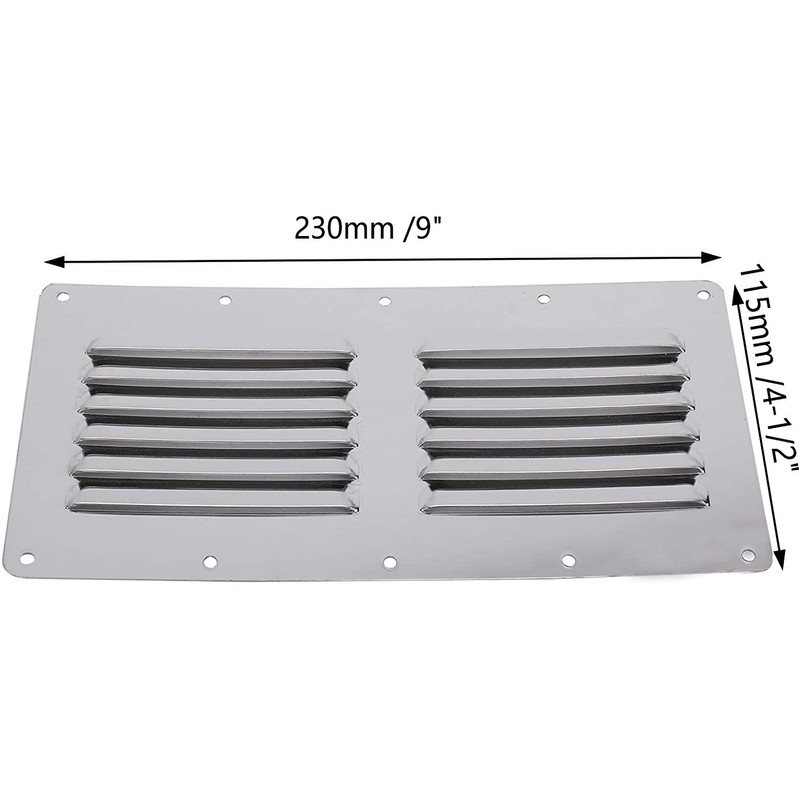 YaeMarine Stainless Steel 4-Pack 4-1/2" x 9" Stamped Louvered Vent