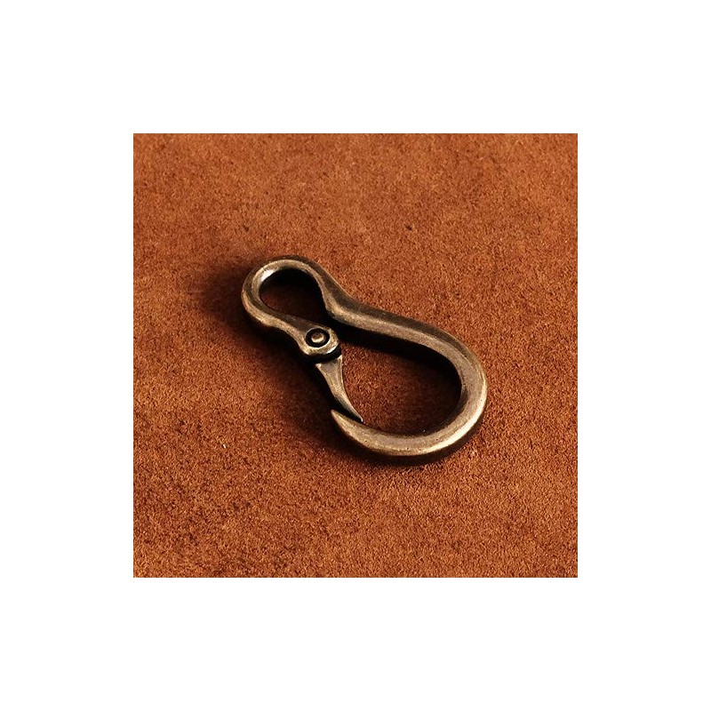 BRASS STORE Carabiner Keychain with Antique Double Ring (Bronze Small)