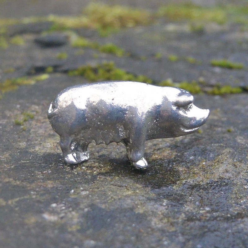 Beautiful Standing Pig Animal Figurine, Handcast in Fine Pewter by