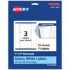 Avery Glossy White Rectangle Labels - 3" x 5", 75