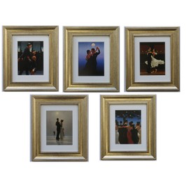 The Dancers Collection by Jack Vettriano Framed Set of 5 Art Prints Picture (33cm x 28cm) Gold Frame