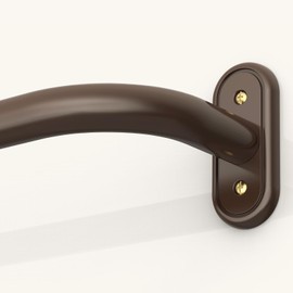 JRZOO - Barra de cortina envolvente de bronce, opaca resistente para ventanas de 28 a 48 pulgadas, 1 pulgada para oscurecer la habitación, curvada moderna (bronce/diseño único/todo el material)