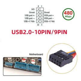 chenyang 2 Pack USB 2.0 Front Panel Header 9/10Pin Male/Female to 19/20Pin Male/Female Mainboard Header Gender Changer Connector Adapter