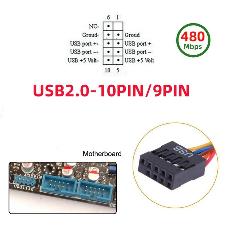 chenyang 2 Pack USB 2.0 Front Panel Header 9/10Pin Male/Female