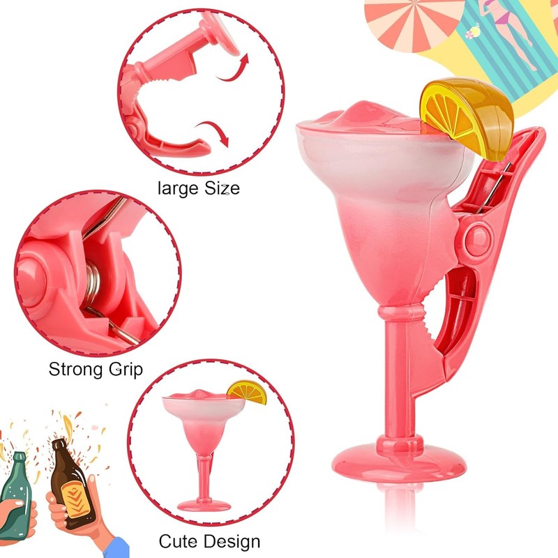 4 Pieces Beach Towel Clips,Creative Champagne Towel Clips for Sun