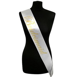 White With Gold Writing ‘Bridesmaid’ Sash