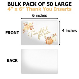 Pro Supply Global (50 Count of Large 4x6 Thankful For You Fall Thank You Insert Cards Without Envelopes For Your Small Online Business - Displays Customer Appreciation