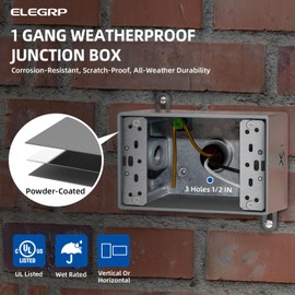 ELEGRP Outdoor GFCI Outlet Kit, with Weatherproof Cover and Box, 1 Gang, 20 Amp TRWR Self-Test GFI Receptacle, Horizontal Outdoor Cover, Extra Duty Metallic Electrical Outlet Box, UL Listed, 1 Pack