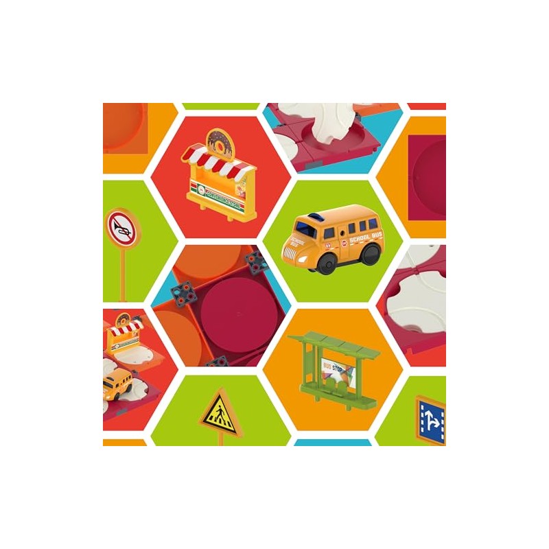 60PC Race Car Track Builder Building Blocks Playset Reversible Racing