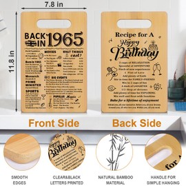 60th Birthday Gifts for Women Men,Back in 1965&Recipe for A Happy Birthday Double Sided Cutting Board Present for Her Him,60th Bday Gift Ideas,Cool Presents for 60 Year Old Woman