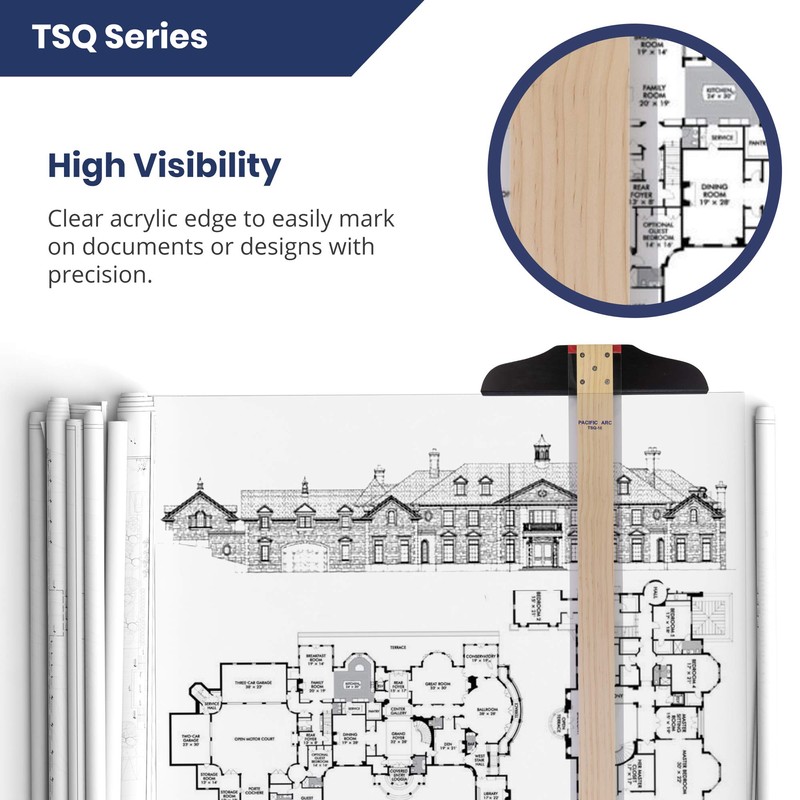 Pacific Arc 48 Inch T Square, Traditional Maple Blade with