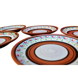 Cactus Canyon Ceramics Spanish Terracotta 5-Piece Salad Plate Set, White