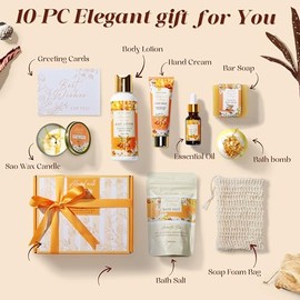 Regalos de cumpleaños para mujeres, leche de almendras y miel, cestas de regalo de spa relajantes para mujeres, regalos de cuidado personal, juego de 