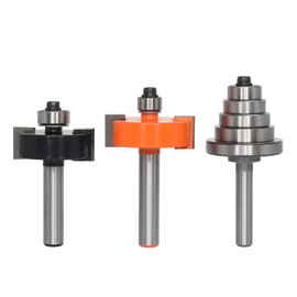 AKYLIN 2 Pieces 8mm Shank Router Bit Router Bit Rebate Cutter with 5 Adjustable Ball Bearings Joinery Tool for Multiple Depth
