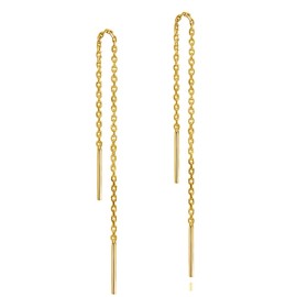 GLLBTPT 925 Sterling Silver Chain Earrings for Women,18K gold plated Threader Earrings for Women,Long Dangle Drop Earrings for Women Teen Girls (gold)