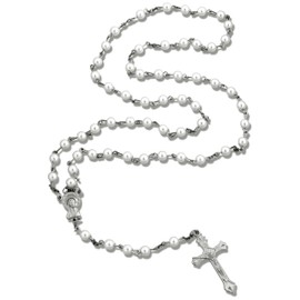 PLwelth Pearl Cross Necklace for Women Jesus Cross Pendant Long Chain Necklace Cute Freshwater Pearl Necklace Cool Punk Vintage Gothic Necklace Statement Religious Jewelry Gift for Her First Communion