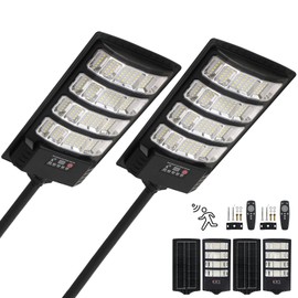 Solar Powered Outdoor Lights, 6500K Large LED Flood Lighting with Motion Sensor & Remote, Waterproof Dusk to Dawn Wall, Patio, Farm Lights for Garden, Yard, Garage