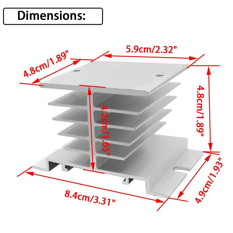Aracombie Aluminum SSR Heat Sink, Solid State Relay Silver Radiator