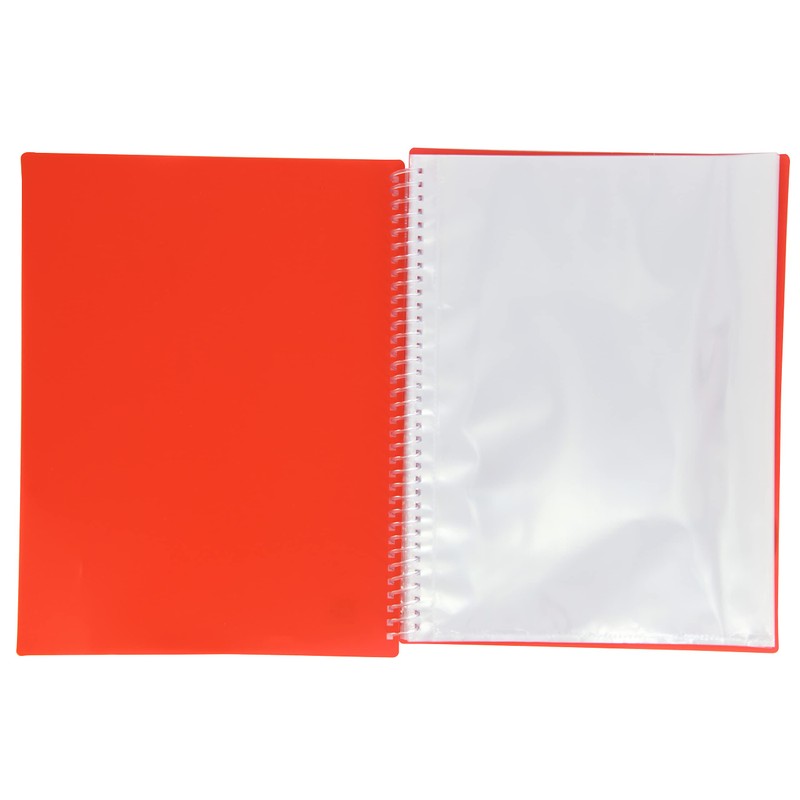 Oxford, A4 Plastic Case Binder, 30 Transparent Covers, Red