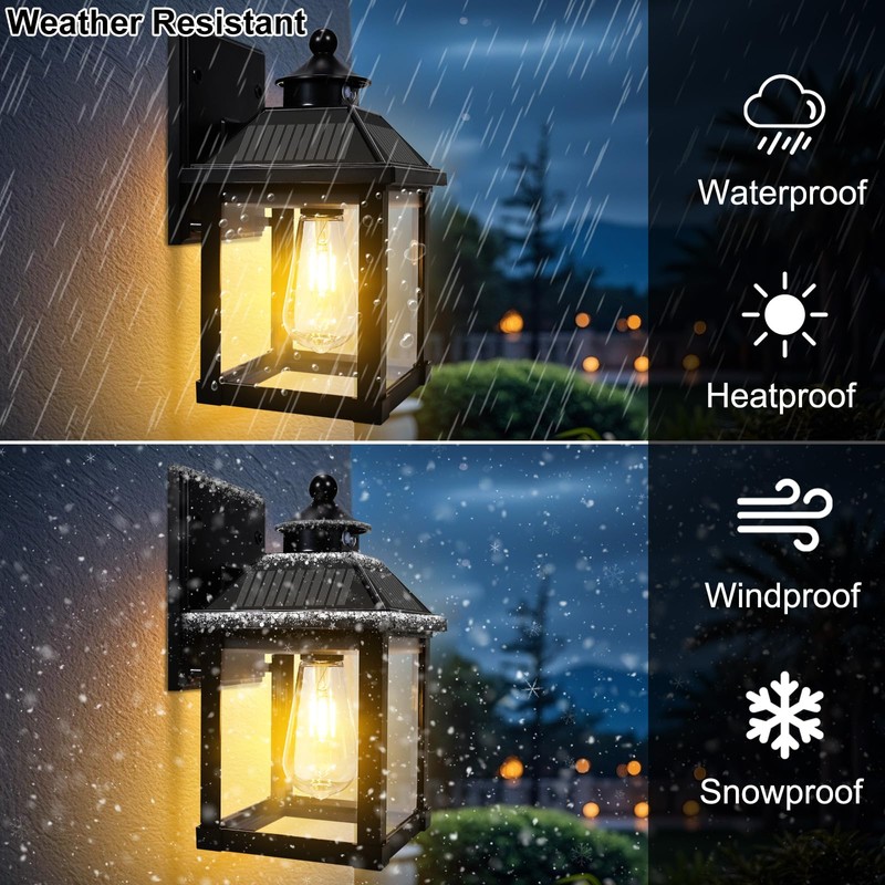 UOOIUMOY 2 Pack Solar Wall Lights Outdoor, Dusk to Dawn