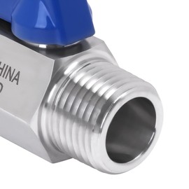 DERNORD 1/2 Inch Mini Ball Valve Stainless Steel Female x Male NPT Thread Shut-off Valve with Blue Handle