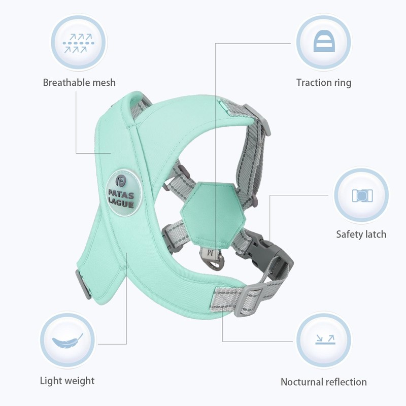 Patas Lague Dog Harness with Leash Set Adjustable Soft Padded