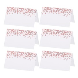 PATIKIL 50 Pack Reserved Table Signs, Seating Name Cards Rose Deco Tables Tent Blank Card for Wedding Restaurant Party Event Foodservice Banquets, White