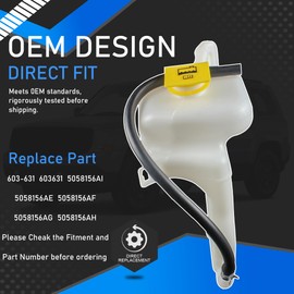 YzusGomumu Engine Radiator Coolant Overflow Reservoir Tank with Cap Compatible with 2007-2012 Dodge Caliber 2007-2017 Jeep Compass Patriot Replaces 603-631 5058156AI 5058156AE