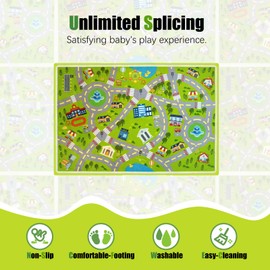 Xuzrdaa 4x6 Ft Kids Car Rug Play Mat Car Rug for Playroom, Kids Educational City Traffic Road Map Fun Carpet, Kids Bedroom Rug Decor, Road Rug for Ages 3-12 Years Old (KR1, 4x6ft)