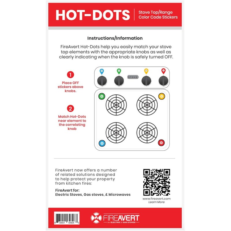 Hot Dot by FireAvert - Stove Top/Range Color Code Stickers