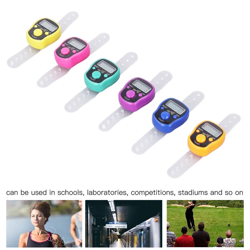 6 Pcs Electronic Finger Counter Portable Lightweight Adjustable Ring Clicker