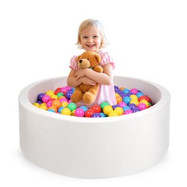 Foam Ball Pit, 35.4"x 11.8" Ball Pits for Toddlers, Soft Round Kiddie Baby Ball Pool for Kids, Ideal Gift for Babies Indoor Outdoor Game, Balls not Included - White