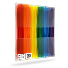 Cable ties, nylon with good toughness, weather resistance, heat resistance, 6 colors (7.9 inches (200 mm), 300 pieces)