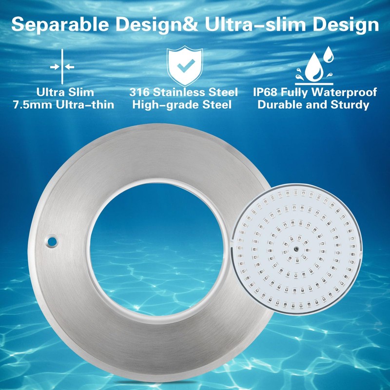 Eapmic 12V 10W Pool Light Underwater Color-Change LED Lights RGB
