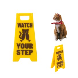 Pet Vomit Sign, 4in Dog and Cat Vomit Watch Your Step Sign Funny Pet Vomit Warning Sign Small Novelty Cat and Dog Puke Caution Sign for Yard Home Office Remind Decoration Prank Gift (Cat)