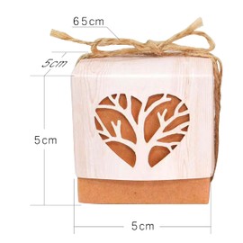 Auped Pack of 100 Tree Shaped Boxes for Favours, Christening, Wedding, Party, Birthday, Christmas, Birth Celebration and Crafts, Christening Candy Set with Rope (100 Pieces)
