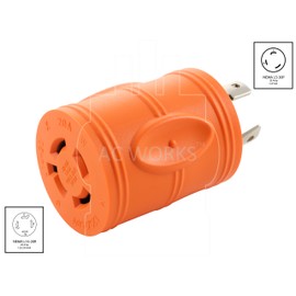 AC WORKS [ADL530L1420] Locking Adapter L5-30P to L14-20R (Hots Bridged) 20Amp 125/250Volt