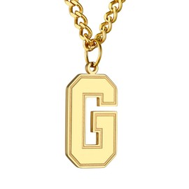 GOLDCHIC JEWELRY 18K Gold Plated G Initial Necklace, Hip Hop Men's Letter Necklace with Gifts Box