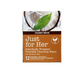 Just for Her Flushable Cleansing Wipes Coconut Water Individually wrapped 12 Ct