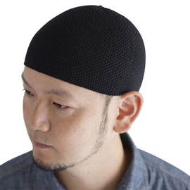 Nakota Premium Cotton, Seamless Islamic Watch, Islamic Hat, Beanie, Short, Knit Hat, Men's, Large Size, Non-See-through, Deep, 100% Cotton, Made in Japan, Spring, Summer, Autumn, Winter, black (97)