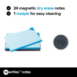 Rewrities Notes - 24 Dry Erase Magnetic Cards for Tasks, Planning, Projects, Scrum, Kanban, Organisation - Reusable Notes for Whiteboard - 10 x 15 cm - Blue