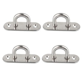 4 Pcs Pad Eye Plate Rectangular Pad Eye Carabiner U Shaped Pad Door Eye Plate Ceiling Hook Wall Mounted Pad Eye Stainless Steel Loop 304 Stainless Steel