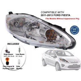 KAP Headlight 2011 2012 2013 Ford Fiesta NO Appearance Pkg Passenger Side FO2502295