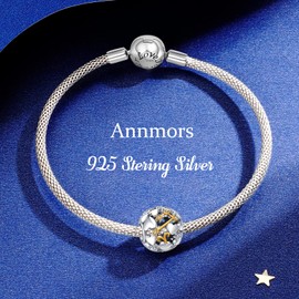 Annmors Jewellery Charms Birthday Hearts Pendant S925 Sterling Silver Birthstone Bracelet Bead & Cubic Zirconia for European Bracelets Necklace, Jewellery Gift Christmas for Men and Women, Silver
