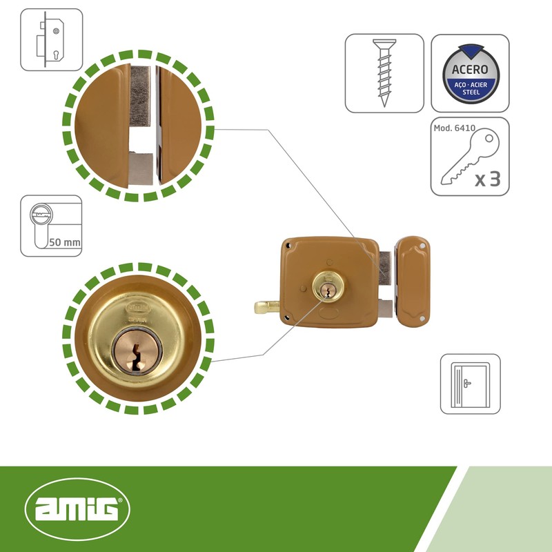 Amig Door Lock - Right Wheel Lock with Locking Lever,