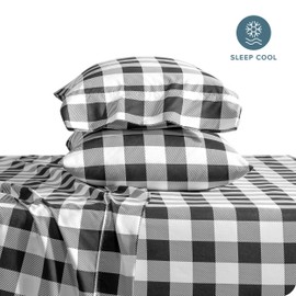 Bare Home Twin Sheet Set - 1800 Ultra-Soft Microfiber Double Brushed - Deep Pockets - Easy Fit - 3 Piece Set - Bedding Sheets & Pillowcases (Twin, Buffalo Plaid - White/Black)