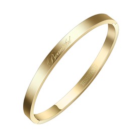 AURSTORE® Fine 316L Stainless Steel Bangle with Message of Inspirational Phrases Width 4mm Multiple Messages to Choose From Gold, Stainless Steel, without stone