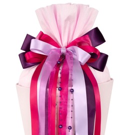 BOFUNX School Cone Bow Purple School Cone Bow Ball Chain Sugar Bags Bow for Girls - 60 x 20 cm Bow School Cone Sugar Bag Decoration First Day of School Decoration