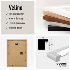 accent by nielsen White Wooden Photo Frame 21 x 29.7 cm (A4) - Document Frame for Hanging Portrait & Landscape Format - Real Glass Velino