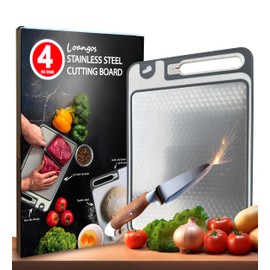 LOANGOS Stainless Cutting Board - Stainless Cutting Boards for Kitchen - Metal Cutting Boards - Stainless Steel Cutting Board - Tabla de Cortar de Acero Inoxidable - Steel Chopping Board